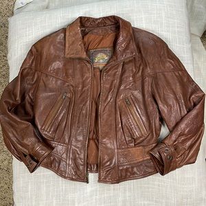 Vintage Adventure Bound by Wilson’s Brown Leather Cropped Jacket SZ 8
